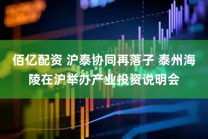 佰亿配资 沪泰协同再落子 泰州海陵在沪举办产业投资说明会