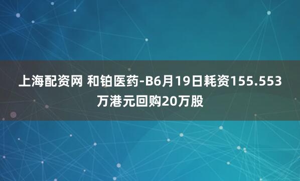 上海配资网 和铂医药-B6月19日耗资155.553万港元回购20万股