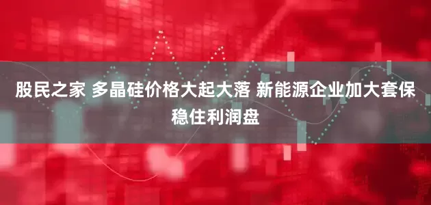 股民之家 多晶硅价格大起大落 新能源企业加大套保稳住利润盘